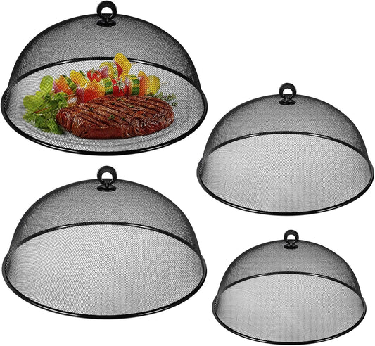 4 Pcs Metal Mesh Food Cover 14'' 12'' 11'' 10'' Food Screens for Outdoors Food Domes for Outdoor Picnic Food Net Covers for Outside Keep out Flies for Table Picnic Camping