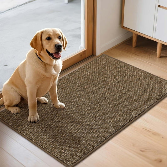 JSEI Dirt Trapper Door Mat 24"x36" Non-Slip Washable Entrance Mat, Dog Doormats, Absorbent & Fade-Resistant Floor Mats, Low Profile Welcome Mats for Entryway, Front Door, and Inside Entrance, Brown