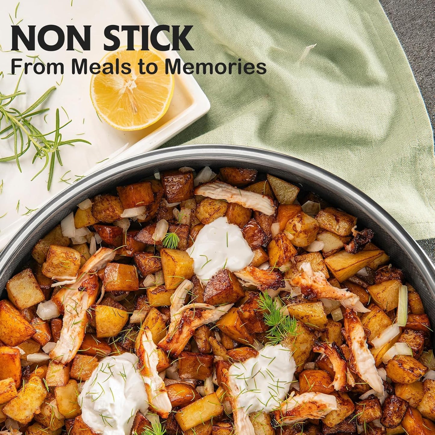 Saute Pan,Hybrid Non Stick 5 Quart Everyday pan,Chicken Fryer, PFOA Free Cookware,12 inch Deep Frying Pans with Lid,Dishwasher and Oven Safe,Works on Induction,Ceramic and Gas Cooktops