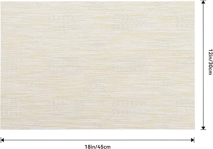 Leetaltree Wheat Placemats Set of 12 - Heat Resistant Non-Slip Place mats for Dining Table, Washable Durable PVC Vinyl Woven Table Mats（Wheat, 12）