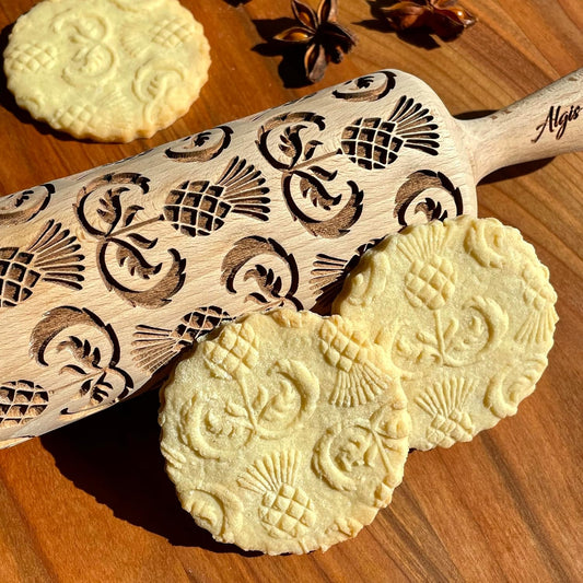 THISTLES Embossing Rolling Pin Laser engraved rolling pin with Thistle flowers Gift for mother friend