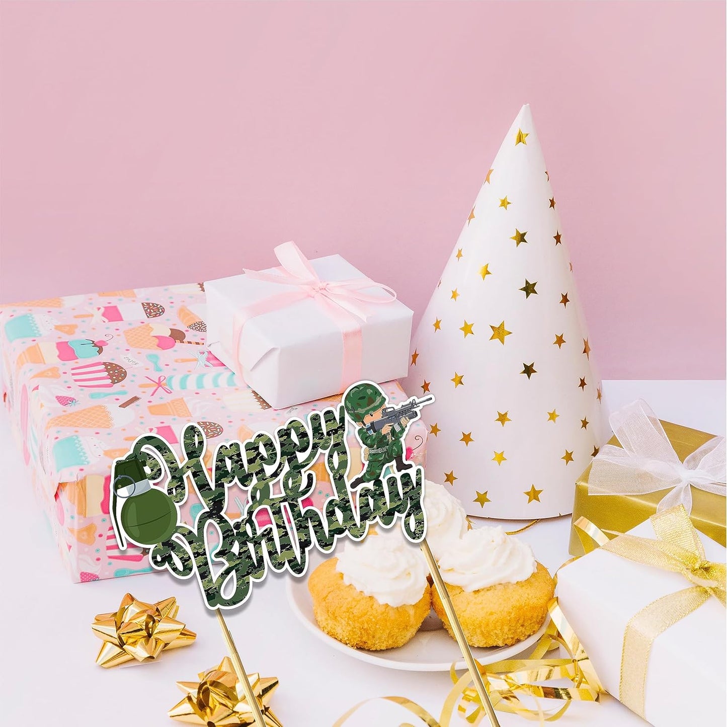 Seyal® Cool Army Trops Happy Birthday Cake Topper