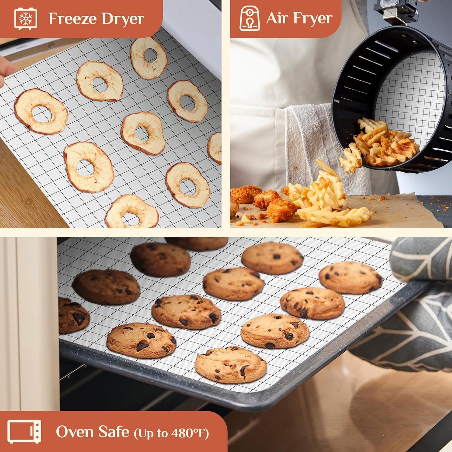 Silicone Baking Mat, 12 IN x 6 FT Free Cutting Baking Sheet,Non-Stick Reusable Dough & Pastry Mat,Non-Slip Silicone Mat Roll for Air Fryer Liner,Freeze Dryer,Oven Baking Pan,Kitchen Counter