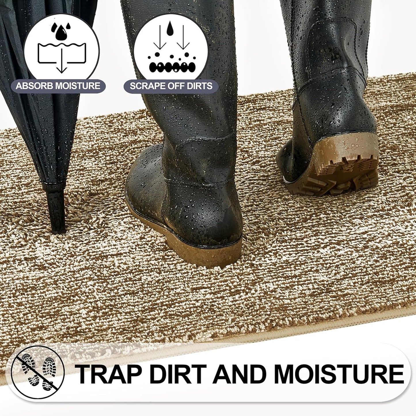 REFETONE Indoor Doormat, Front Door Mat 36"x59" Absorbent Rubber Backing Non Slip Back Door Mats, Washable Low-Profile Inside Floor Mat Door Rugs for Entryway, Resist Dirt Mud Mat for Dogs, Coffee