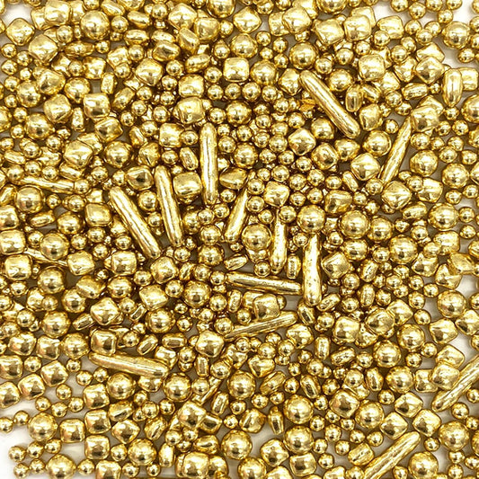 Weraru Edible Gold Sprinkles Pearl Mix Candy Mixing Size Baking Edible Cake Decorations Cupcake Toppers Cookie Decorating Celebrations Wedding Shower Party Chirstmas Supplies 130g/ 4.6oz