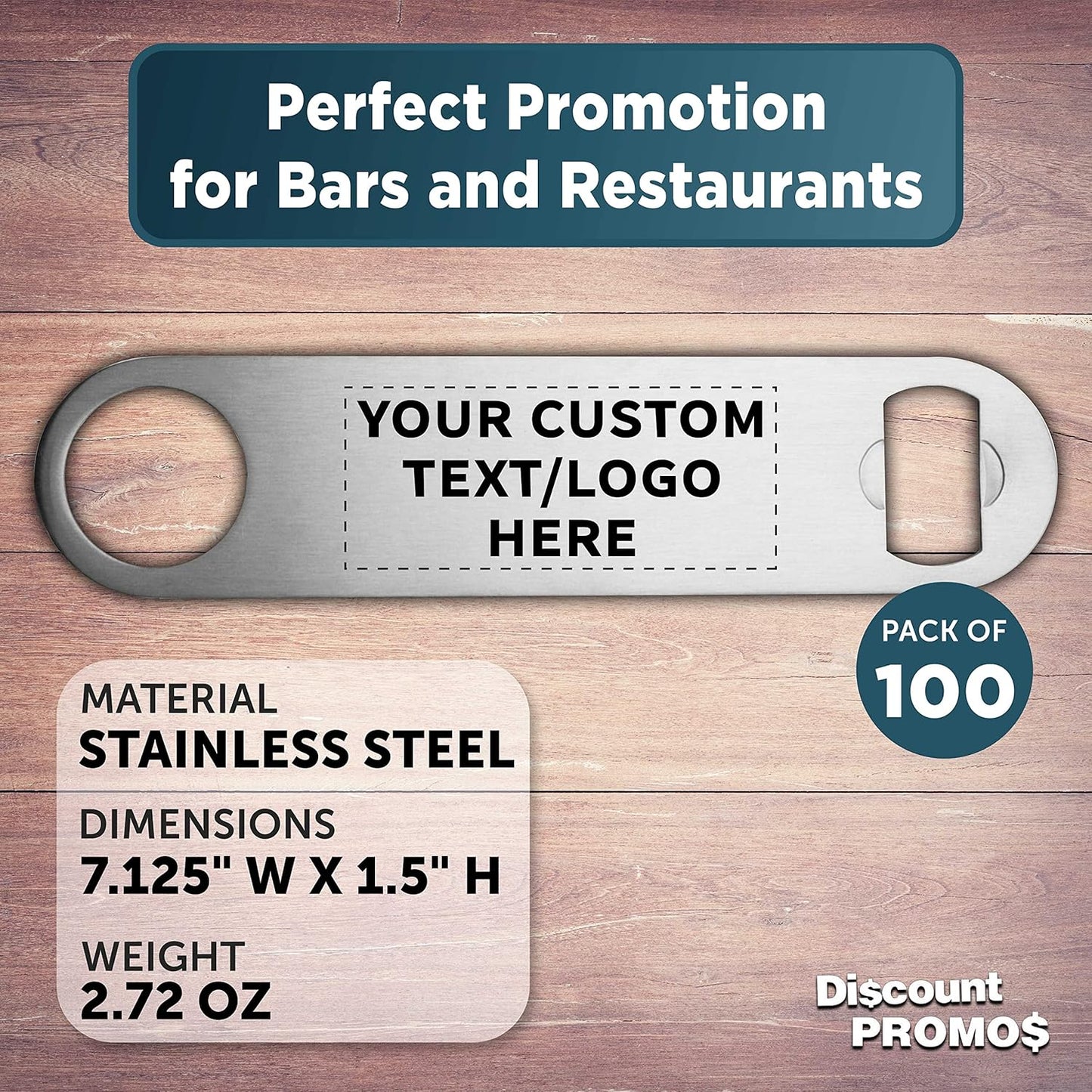 Custom Stainless Steel Beer Bottle Openers Set of 100, Personalized Bulk Pack - Bartender Kit, Bar Accessories, Perfect for Parties, Indoor & Outdoor Events - Silver