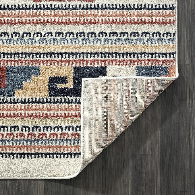 Abani Multicolor Southwestern Design 5'3" x 7'6" (5x8) Area Rug - Non-Shed Orange, Grey & Beige Tribal Pattern Dining Room Carpet Rugs