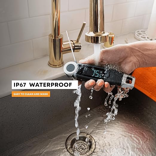 Finaltouch X10 Instant Read Digital Meat Thermometer NSF Certified Waterproof Professional for Cooking Grilling BBQ Baking Candy Oil with Rotating Probe and Backlit Display (Charcoal Gray)