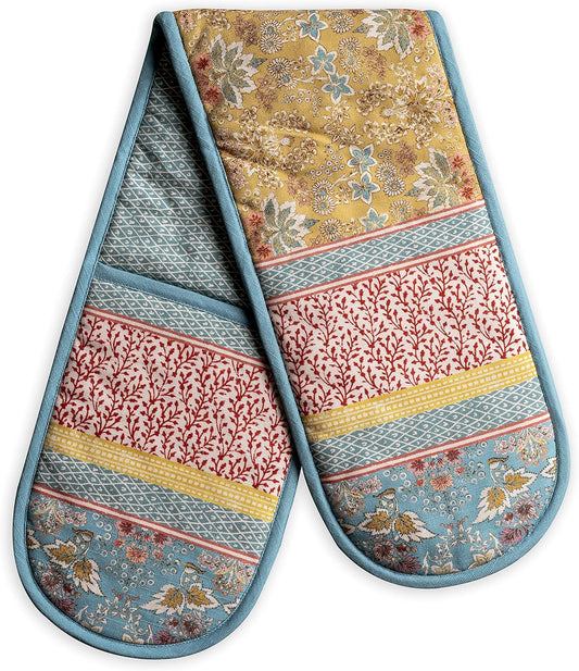 Maison d' Hermine Double Oven Mitts 100% Cotton 7"x35" Double Oven Mitt Heat Resistant BBQ Cooking Gloves with Loop, Baking, Grilling, Home, Kitchen, Handling Hot Pans Spring Summer (Marquise)